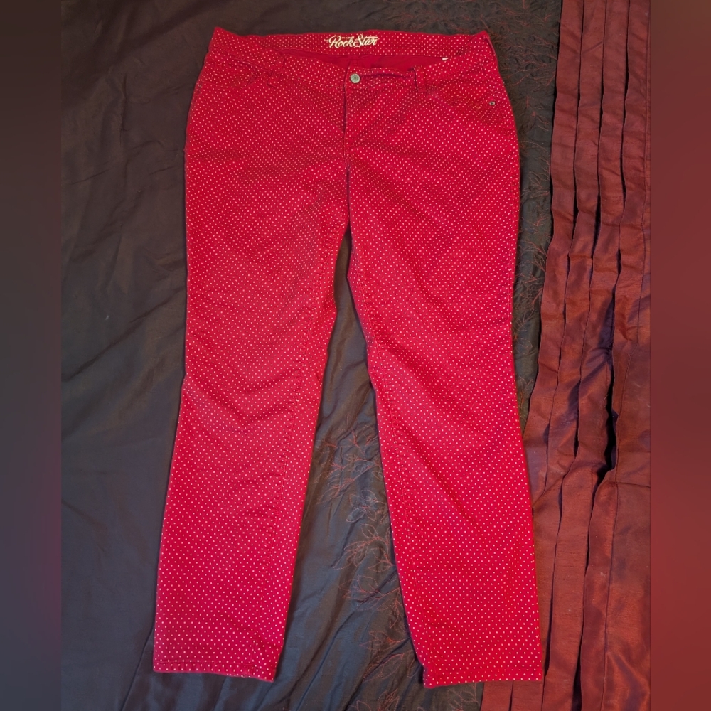 Old Navy Red Polka Dot Women's Rockstar Skinny Jeans 18